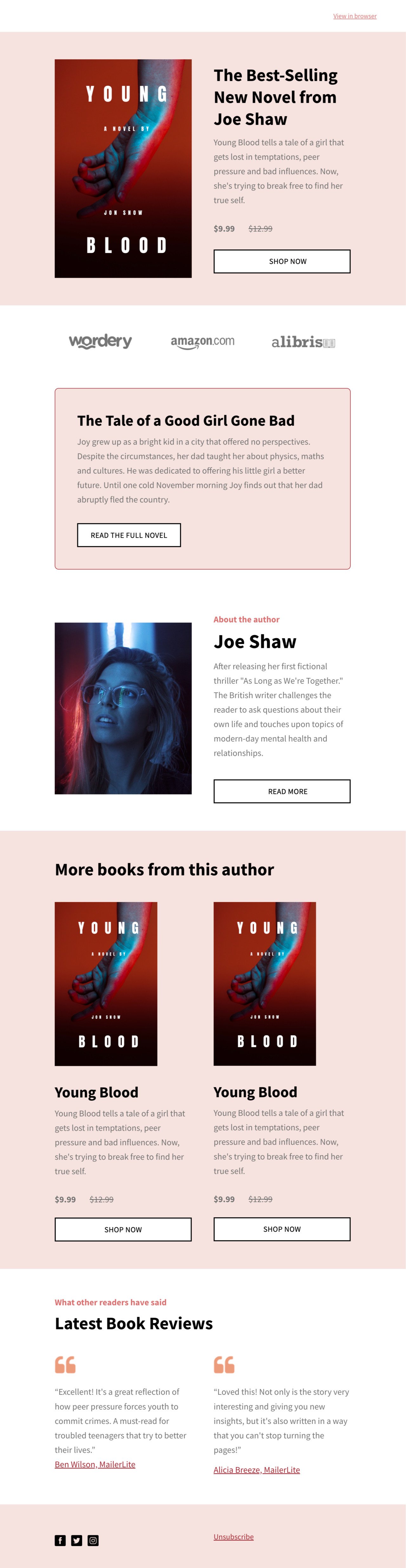 Book promotion template - Made by MailerLite