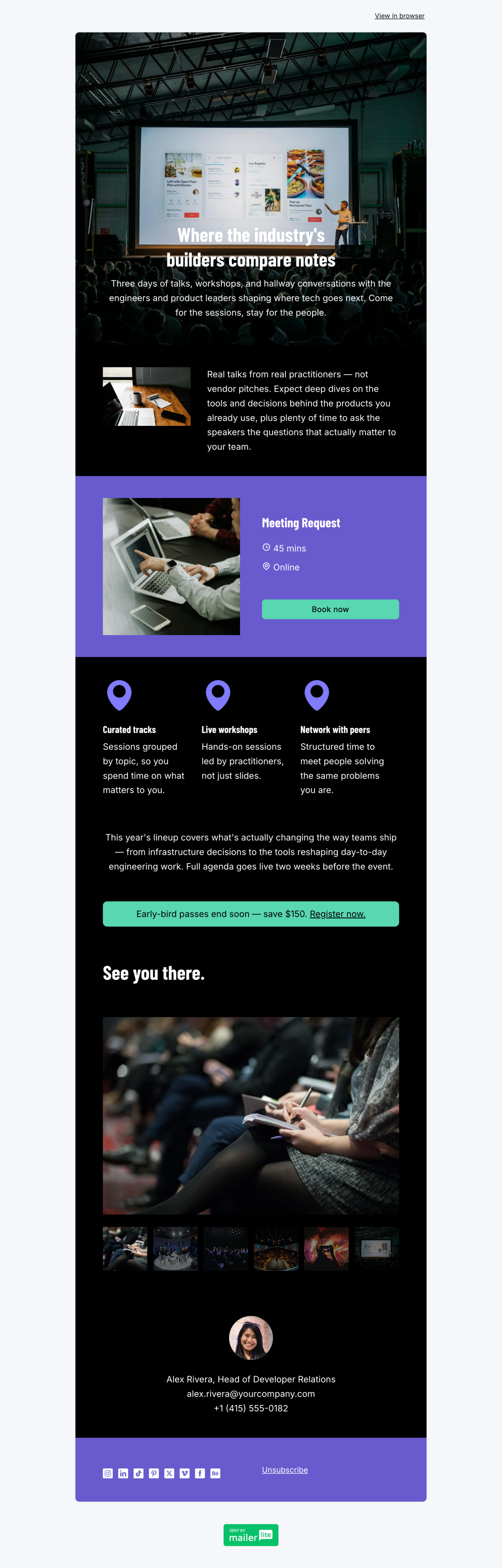 Conference invitation template - Made by MailerLite