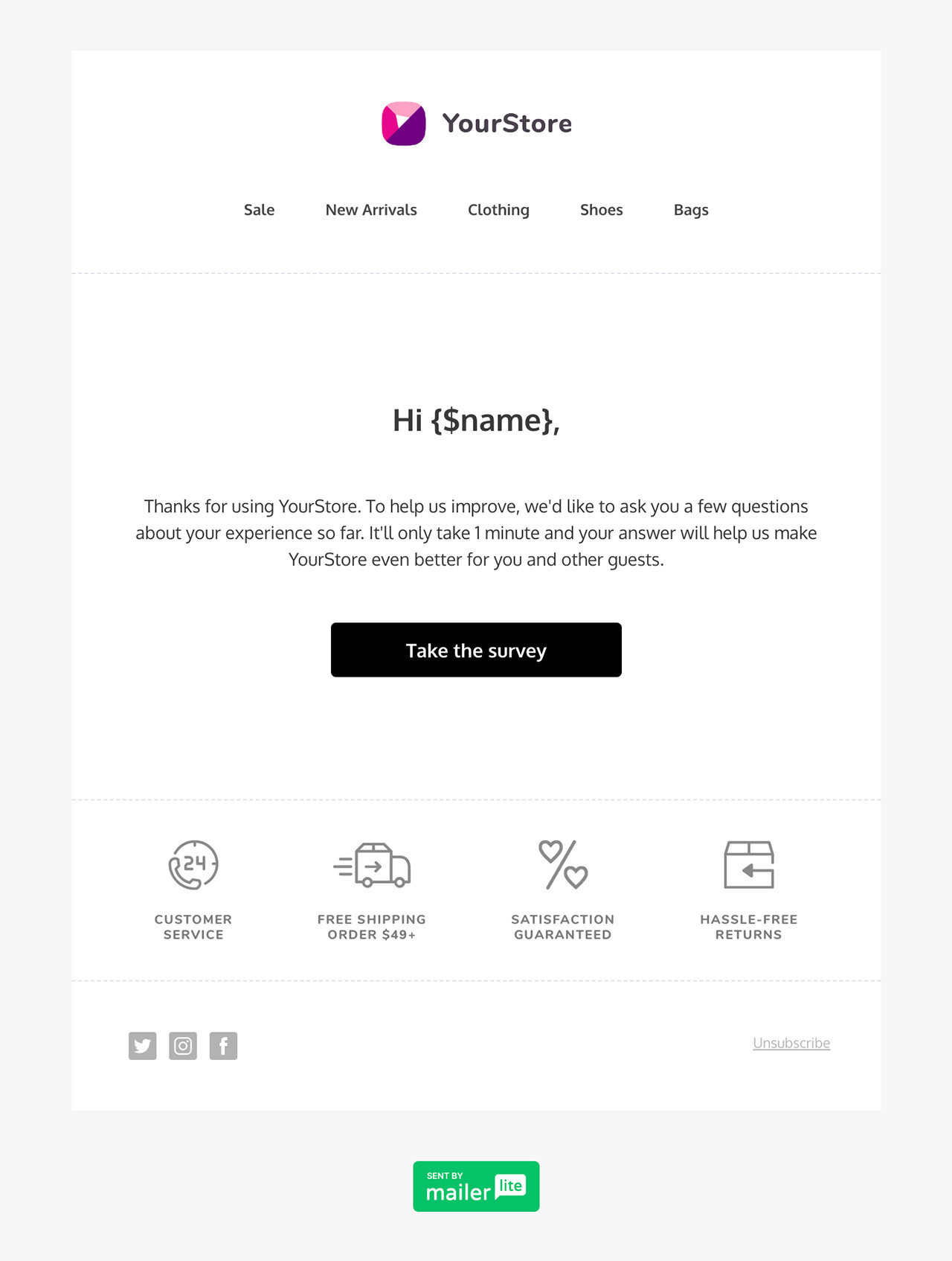 Customer survey template - Made by MailerLite