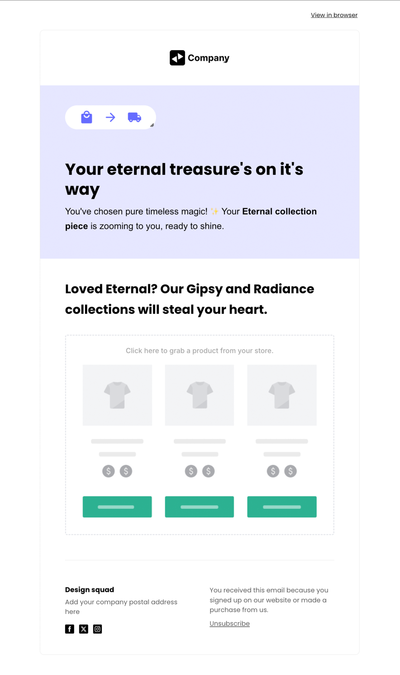 Specific category purchase template - Made by MailerLite