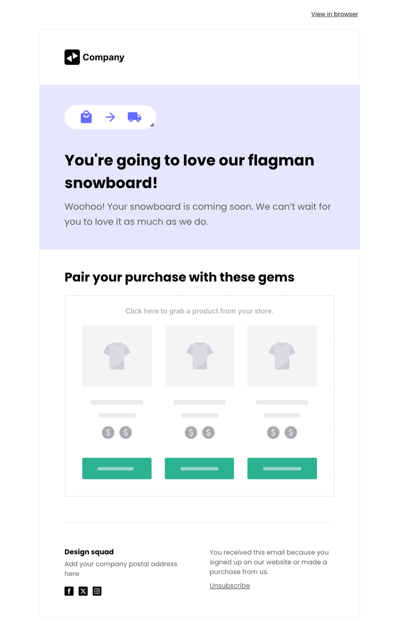 Specific product purchase Newsletter Template - MailerLite