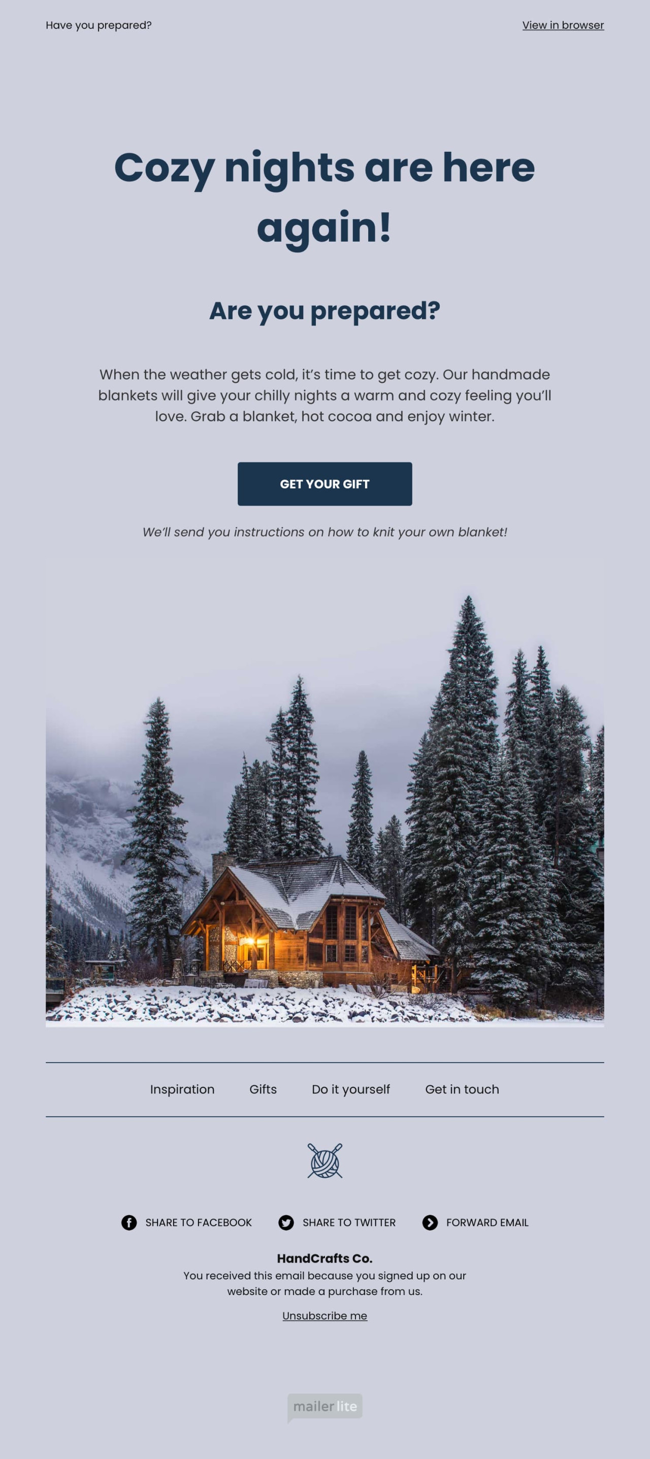 Get your gift email template - Made by MailerLite