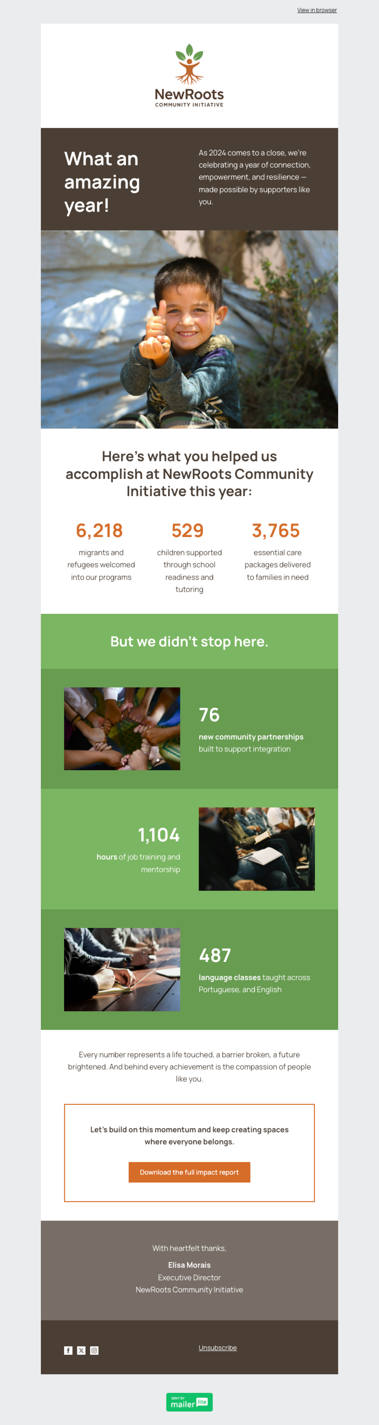 Impact report template - Made by MailerLite