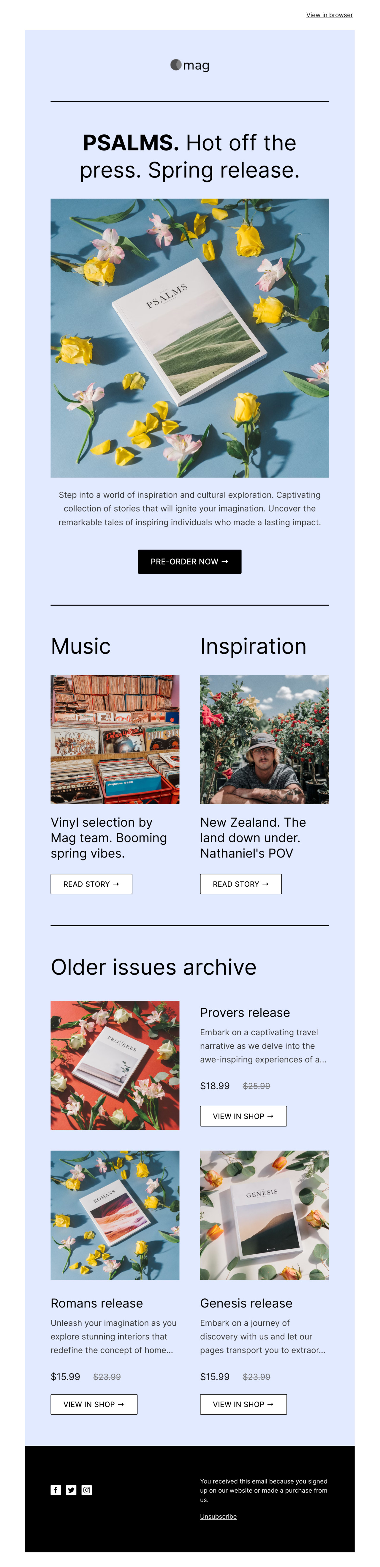 Magazine release template - Made by MailerLite
