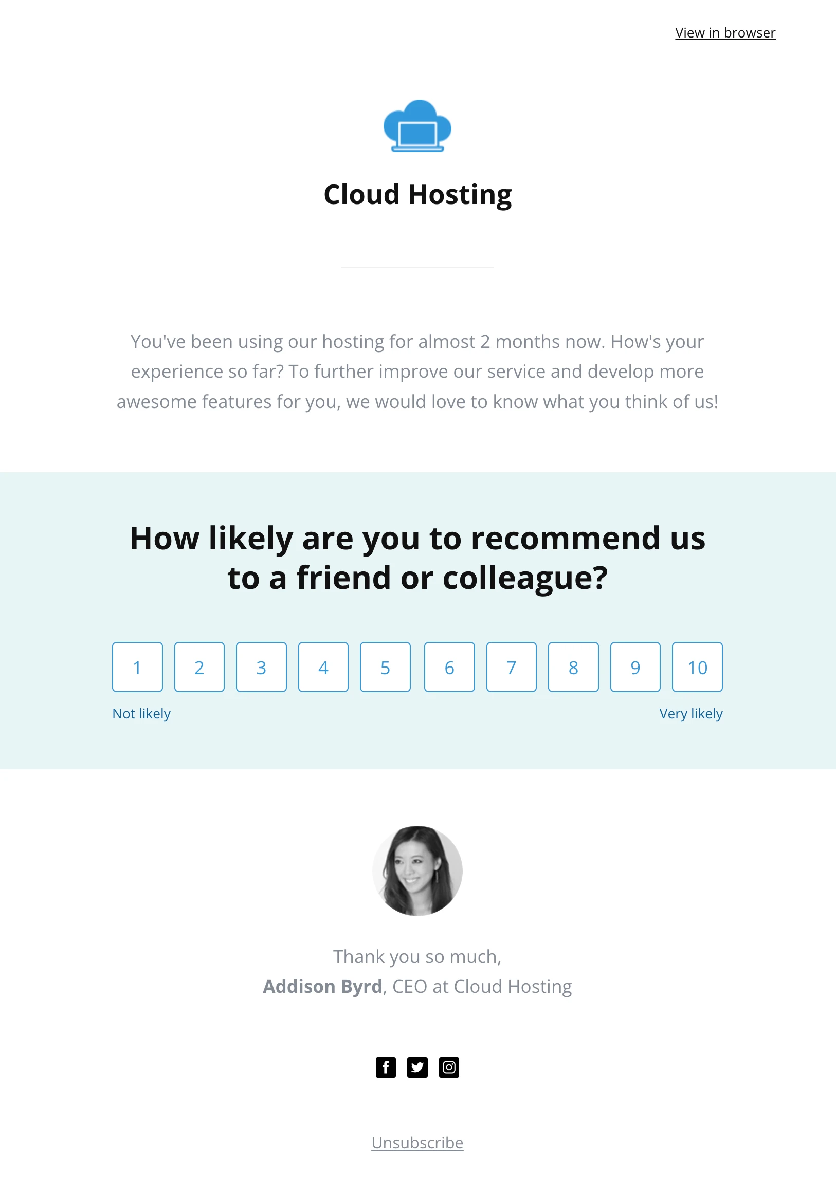 MailerLite's NPS template