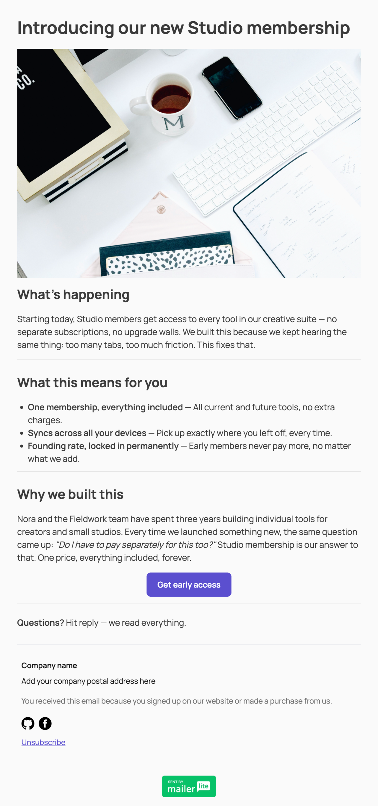 New feature announcement template - Made by MailerLite
