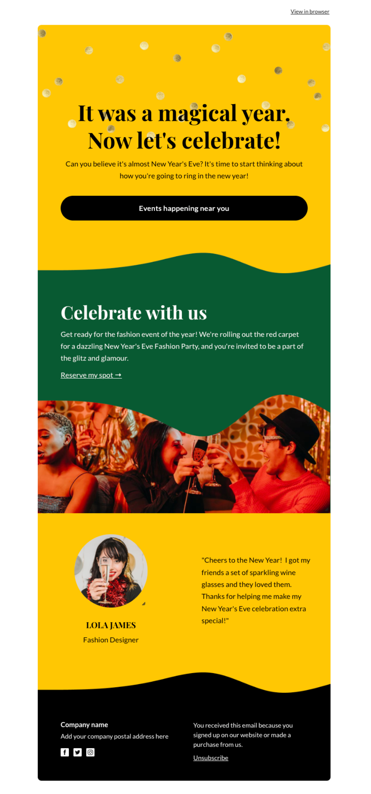 New year celebration template - Made by MailerLite