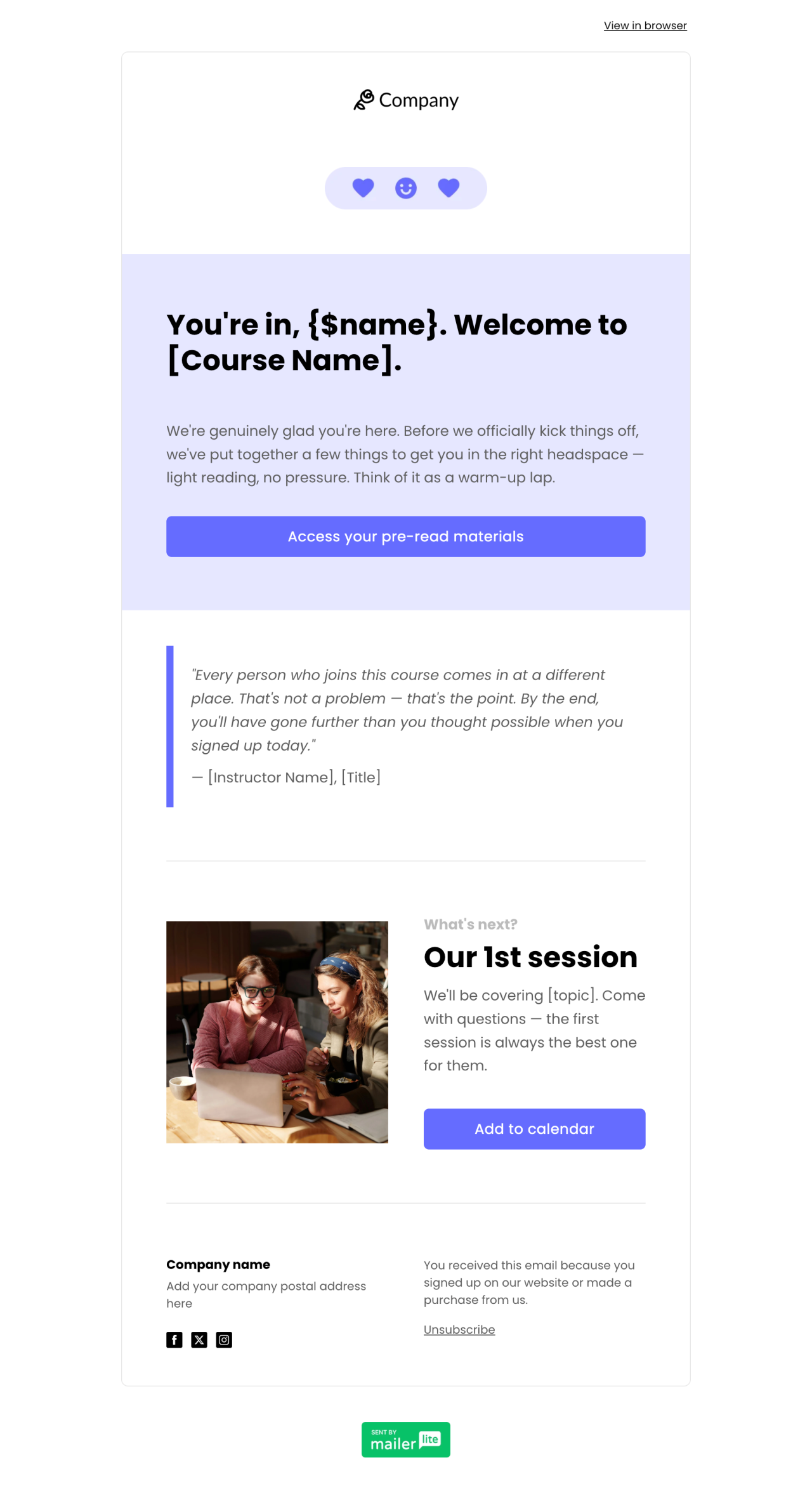 Online course template - Made by MailerLite
