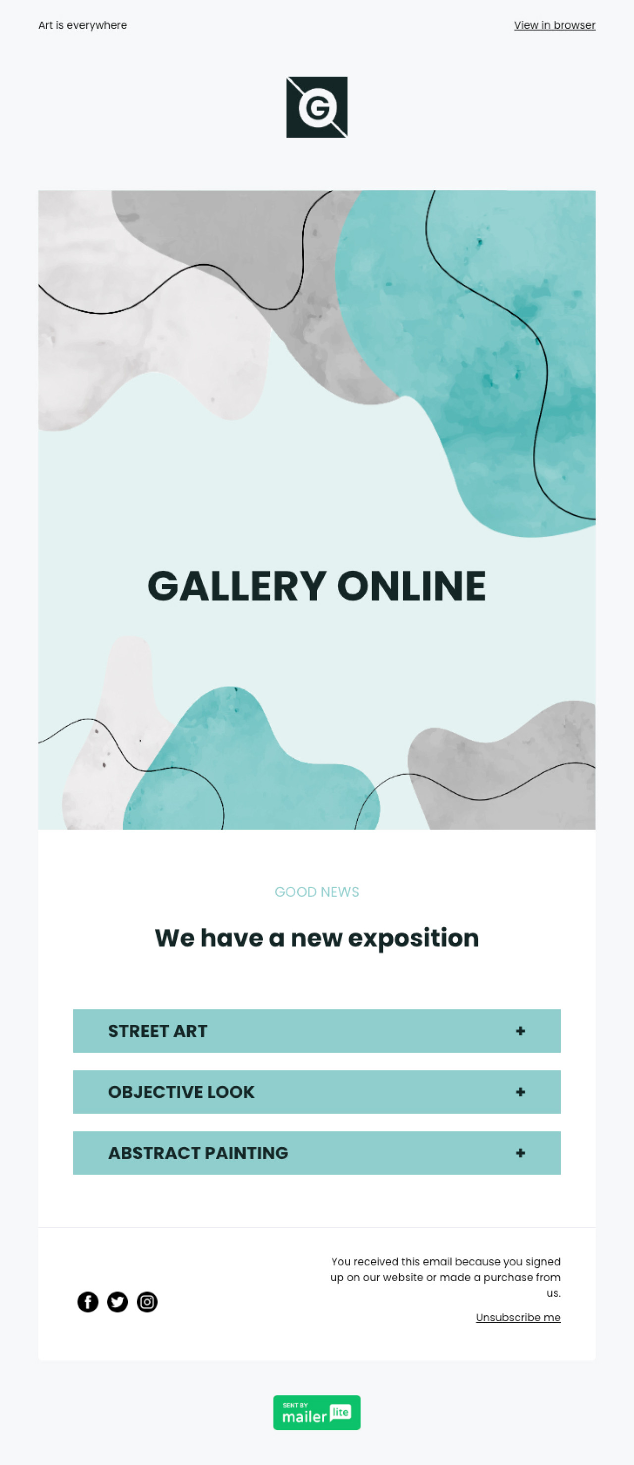 Online gallery template - Made by MailerLite