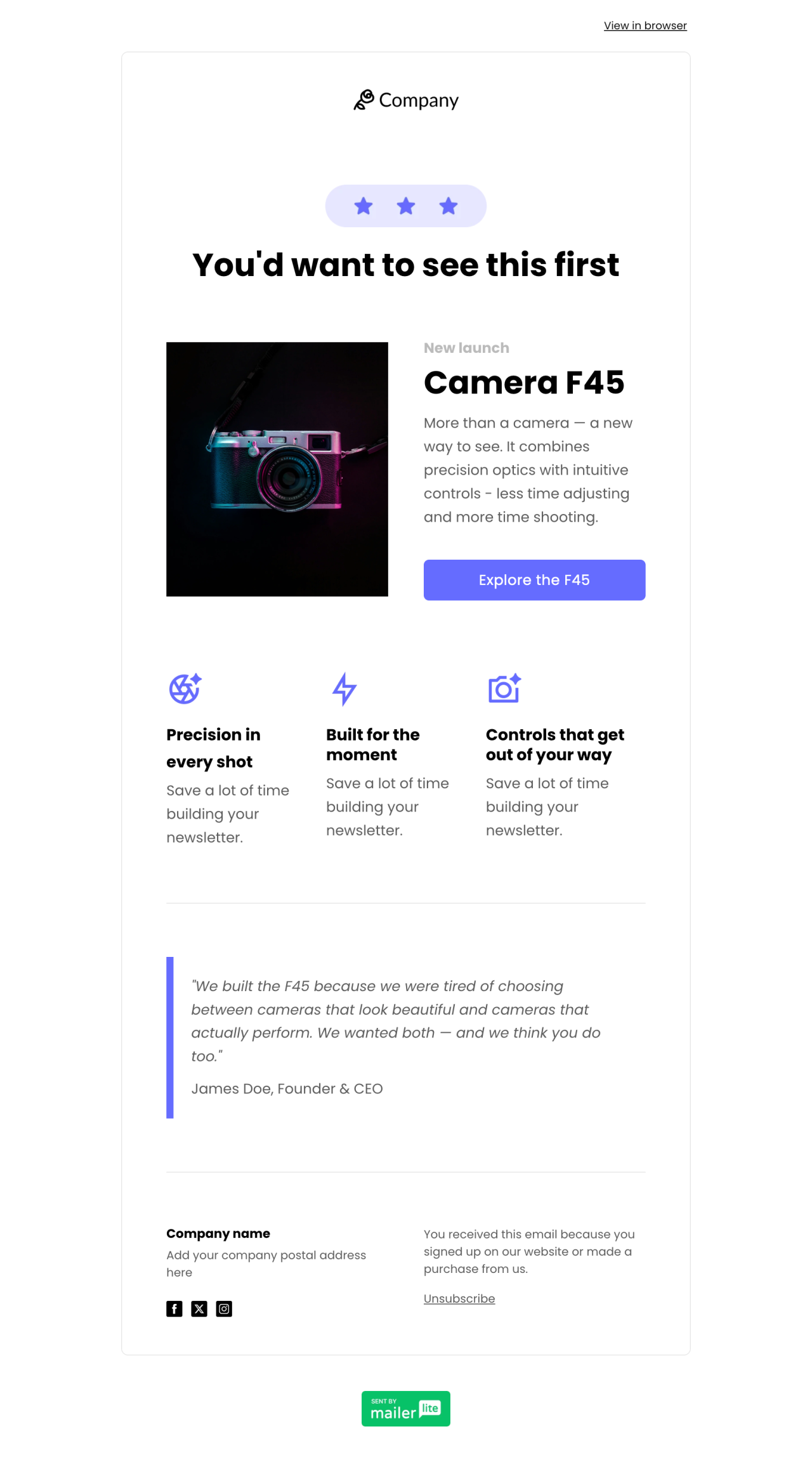 Promote specific product template - Made by MailerLite