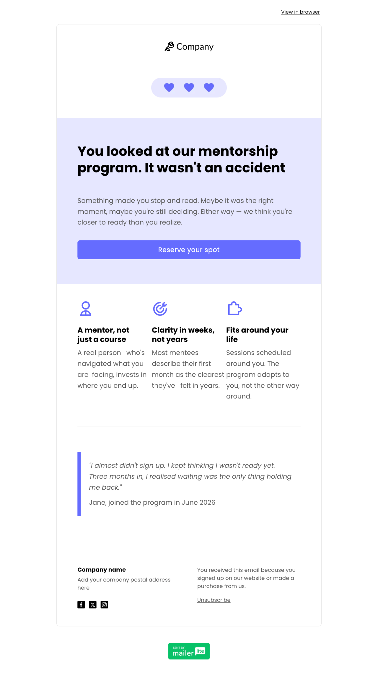 Retarget subscribers template - Made by MailerLite
