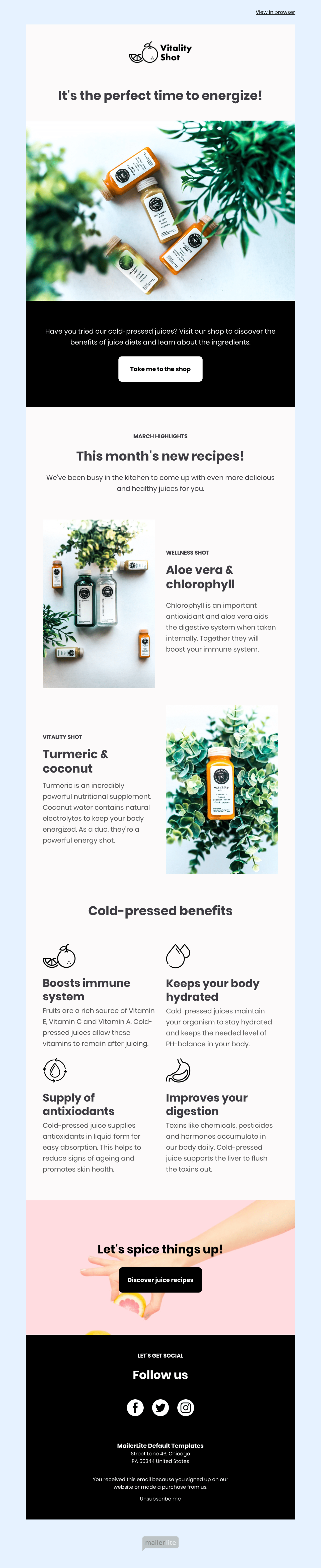 Juices template - Made by MailerLite