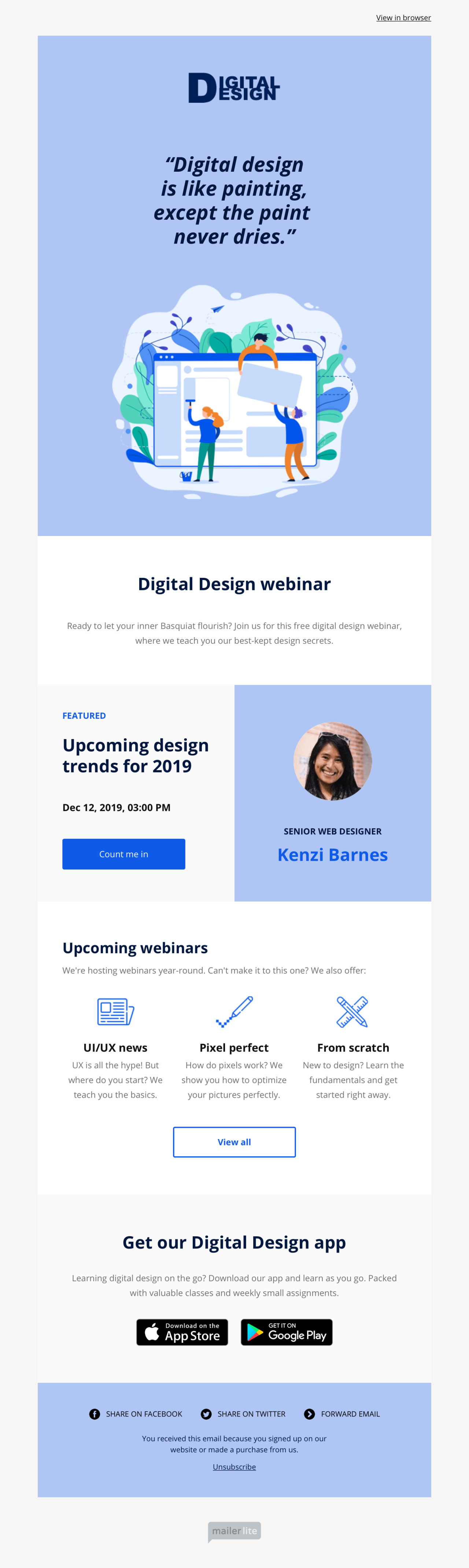Webinar email template - Made by MailerLite