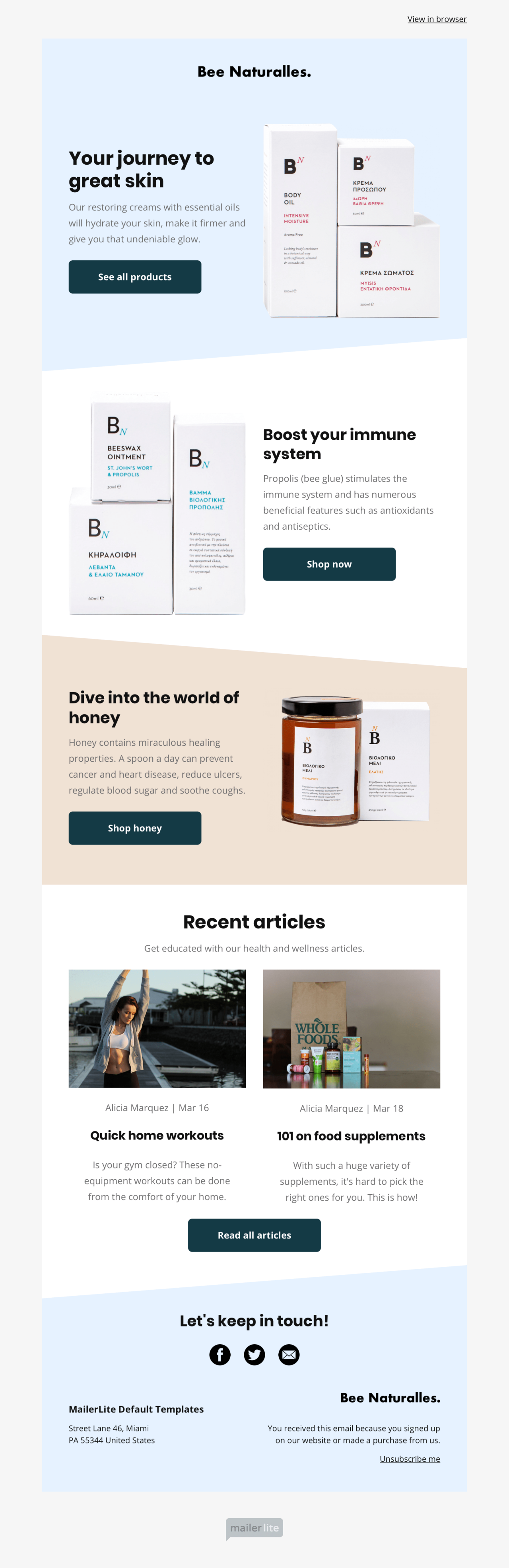 Body care & lifestyle template - Made by MailerLite