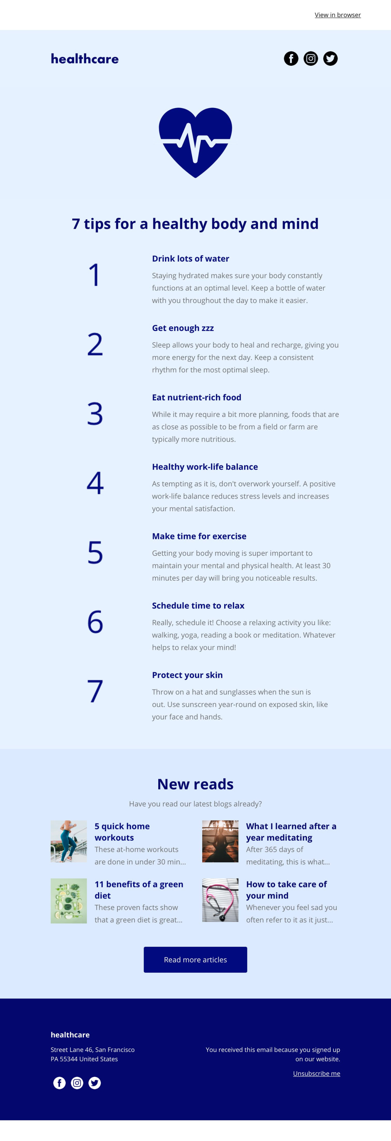 Healthcare tips #2 template - Made by MailerLite