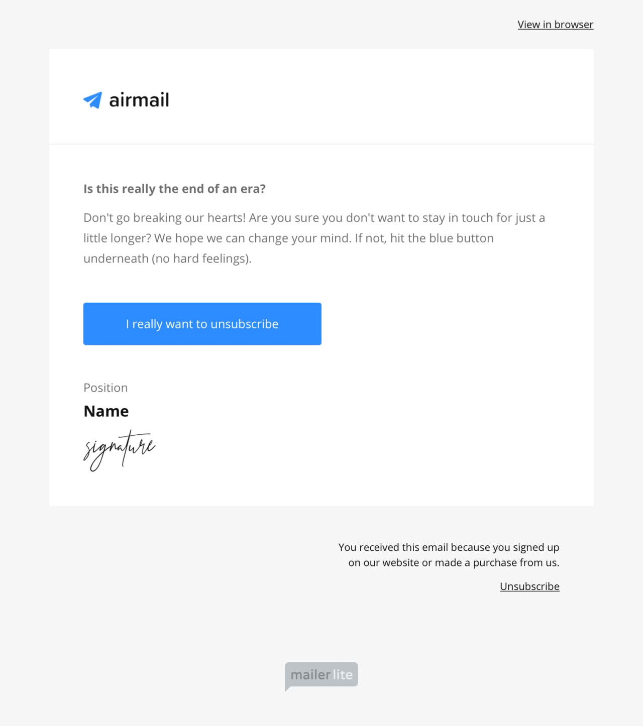 Reconfirmation email template - Made by MailerLite