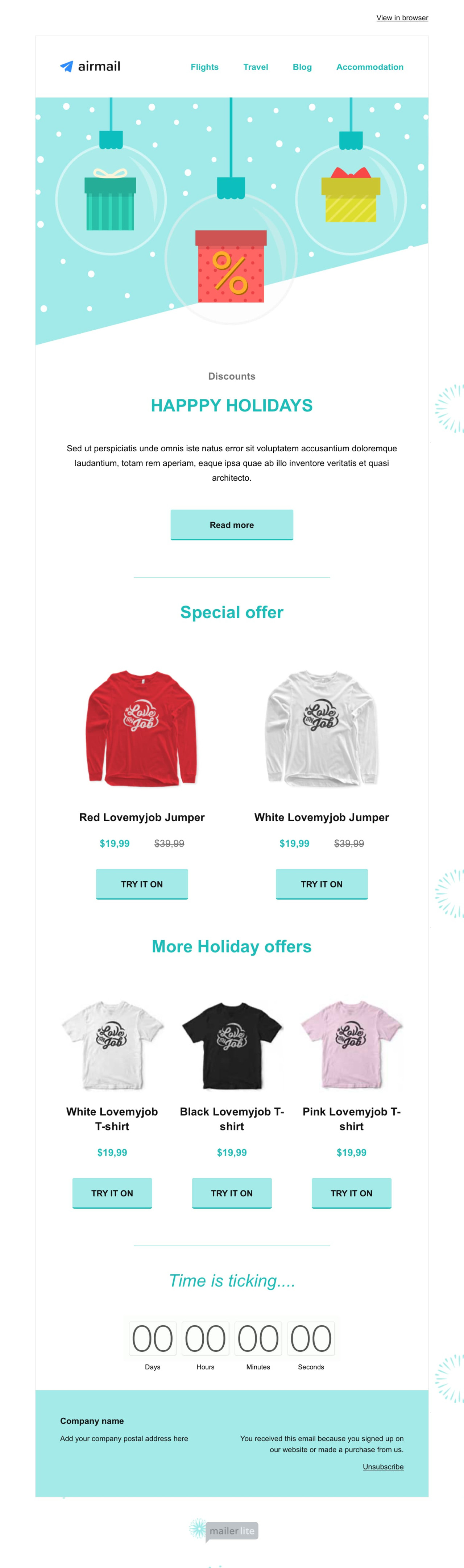 Christmas shopping email template - Made by MailerLite