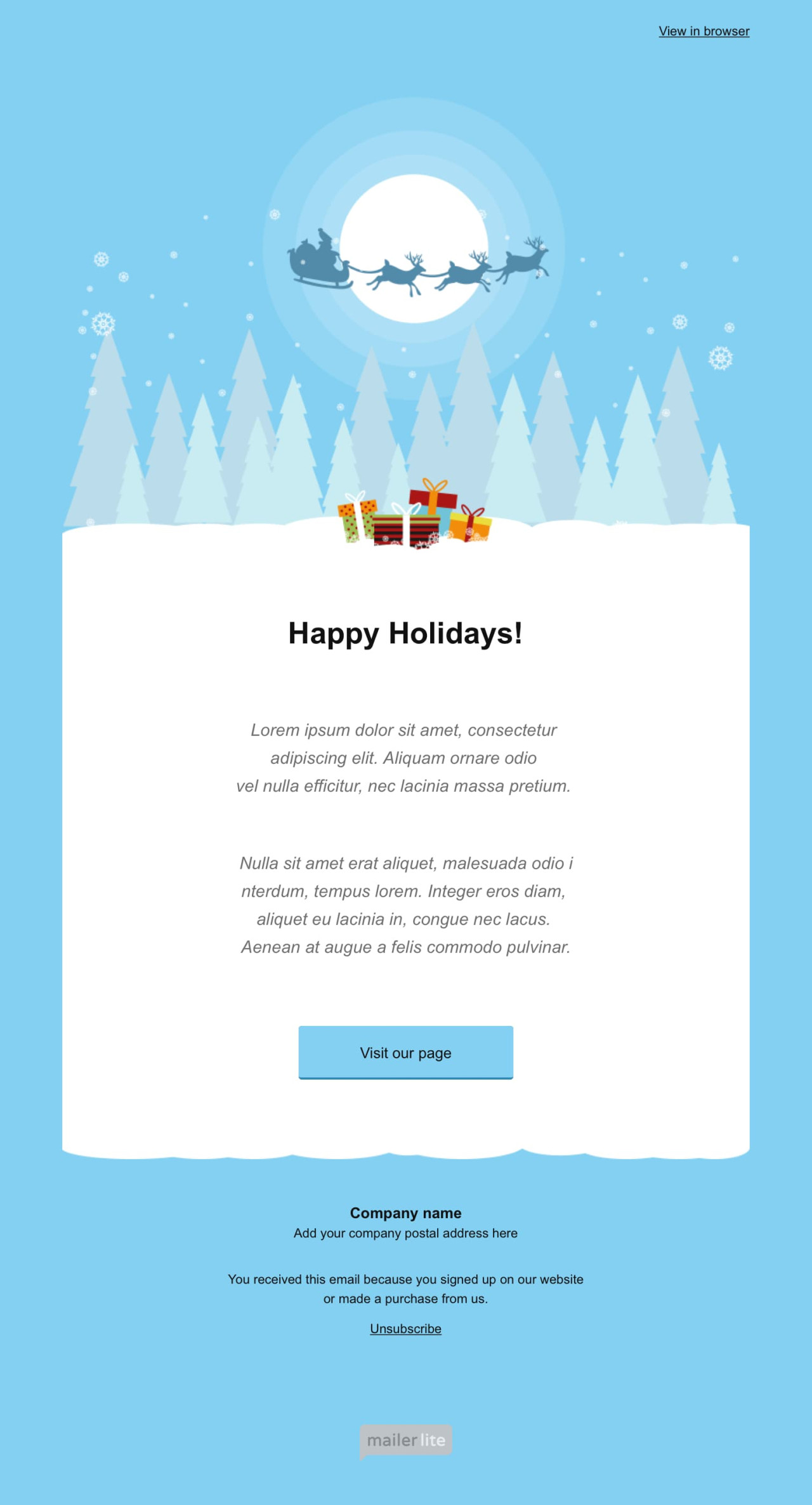 Merry Christmas email template template - Made by MailerLite