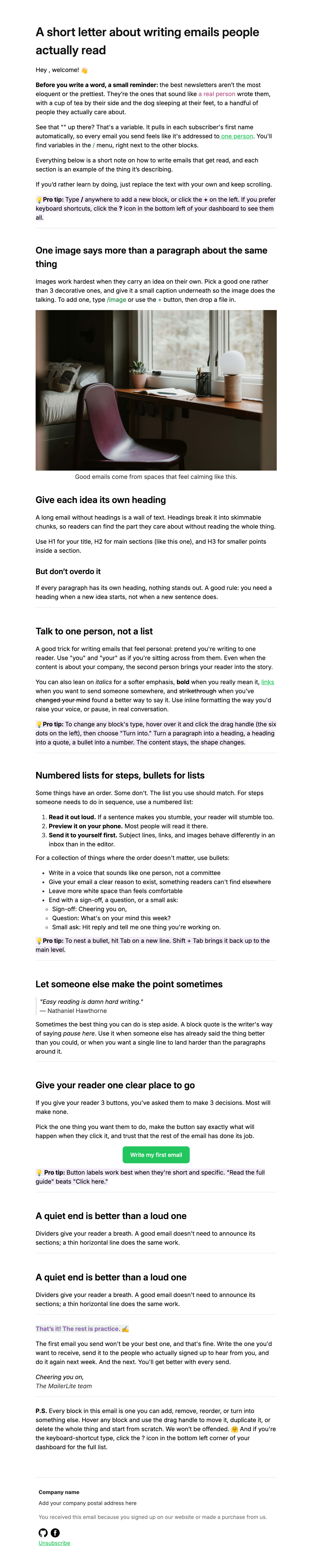 Learning blueprint template - Made by MailerLite