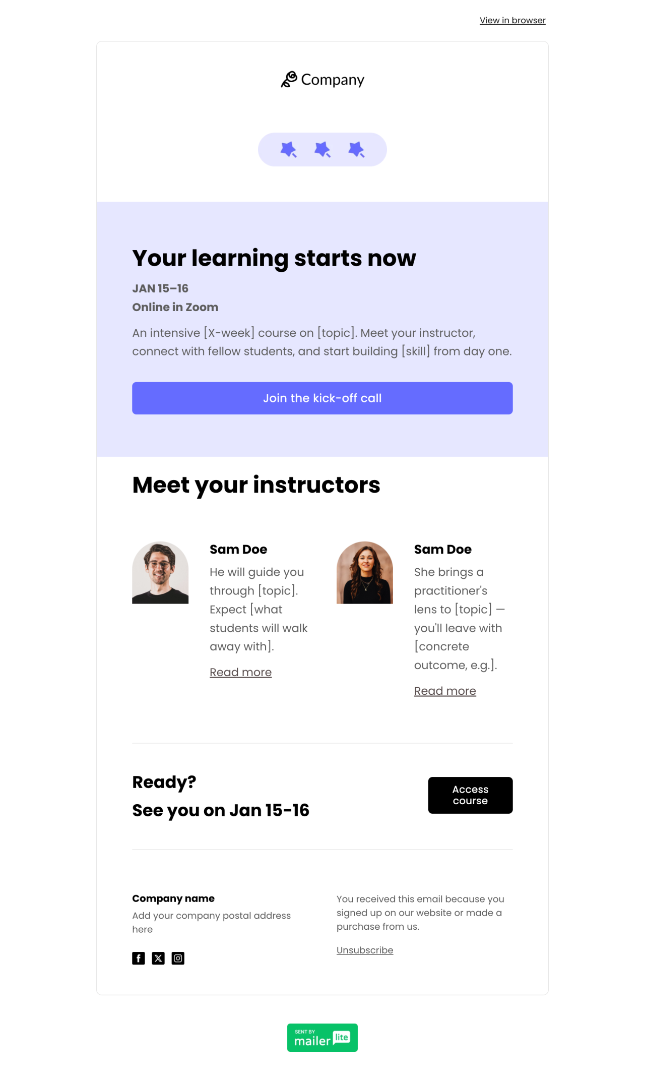 Webinar invitation template - Made by MailerLite