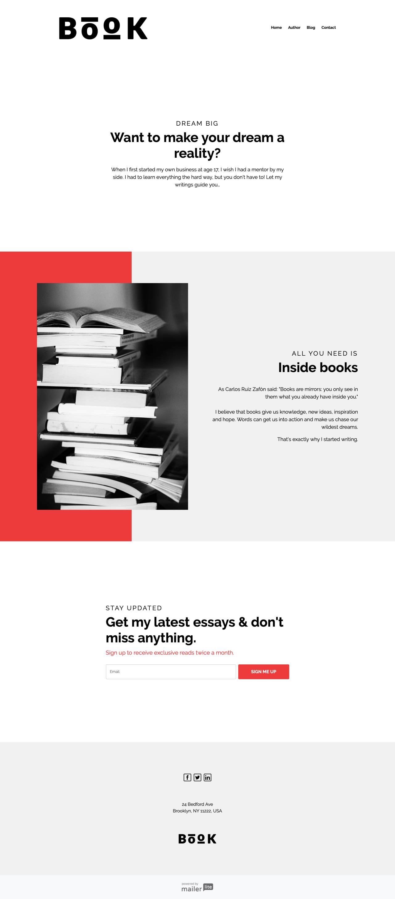 Author book example - Made with MailerLite